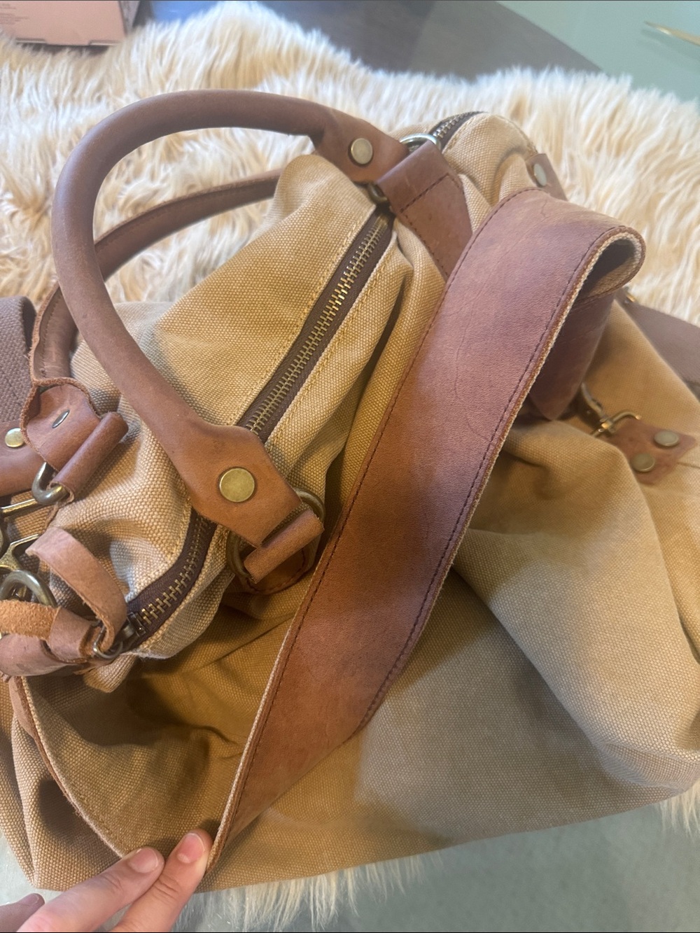 Jesslyn blake Canvas Hobo Tote Bag in Tan - Unbranded